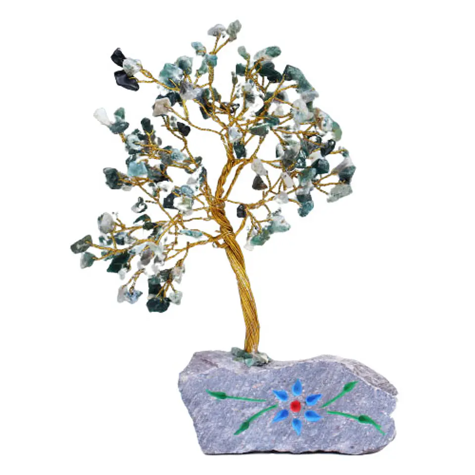Árvore Decorativa com Ágata Musgosa Natural – 160 Pedras 1
