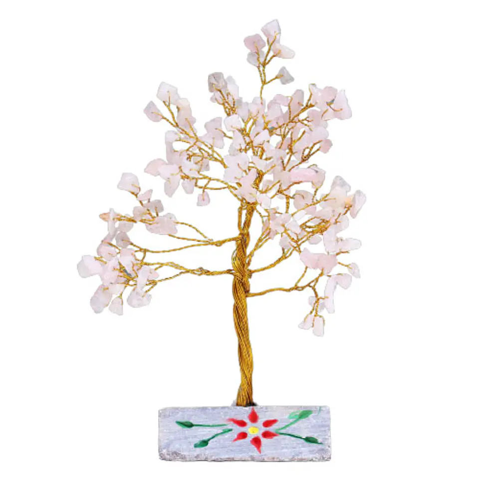 Árvore Pedras Preciosas - Quartzo Rosa (160 Pedras) 1
