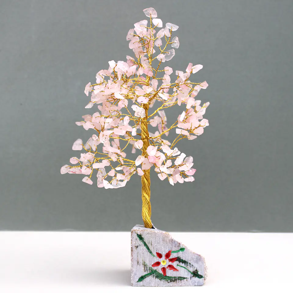 Árvore Decorativa com Quartzo Rosa Natural – 320 Pedras 2