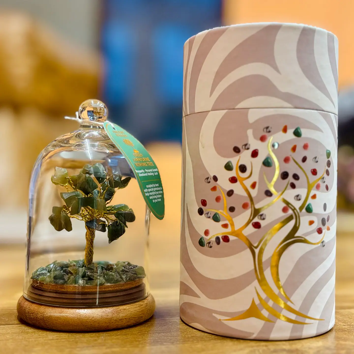 Árvore Decorativa em Domo de Vidro com Aventurina Verde – 30 Pedras 1