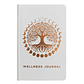 Diário de Bem-Estar de Capa Dura - 120 Páginas - Árvore da Vida Branco & Dourado - Miniatura 1