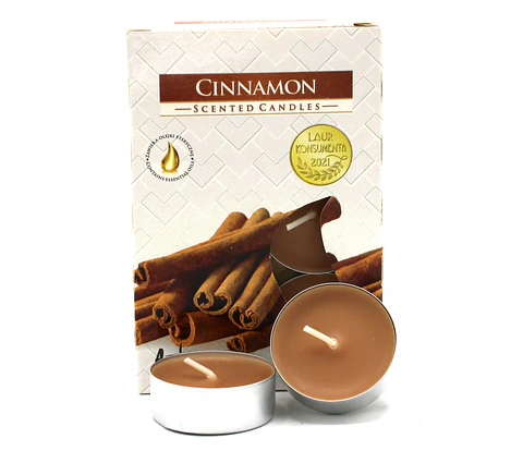 Conjunto de 6 Velas de Chá Perfumadas com Fragrância de Canela