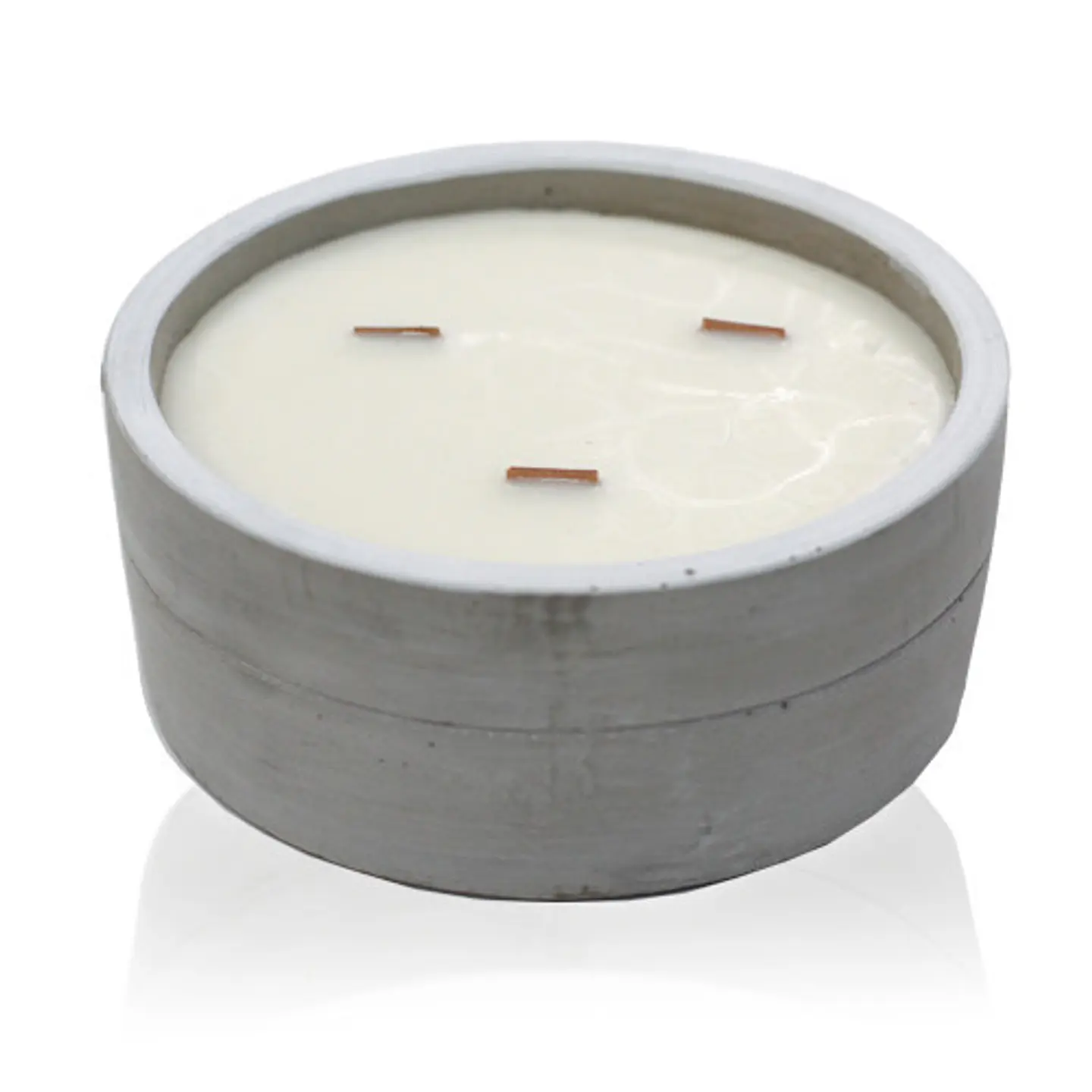 Vela Perfumada Redonda em Recipiente de Concreto com Pavio de Madeira – Patchouli e Âmbar Escuro 1