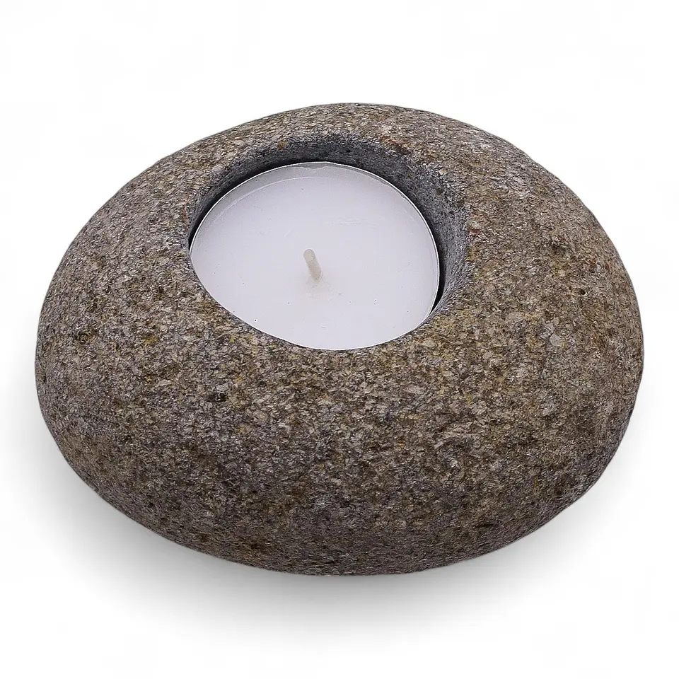 Castiçal de Pedra Riverside – Luminária Natural em Pedra de Rio 1