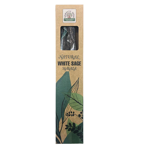 Incenso Masala Botânico Natural de Sálvia Branca em Vareta Tradicional Indiana
