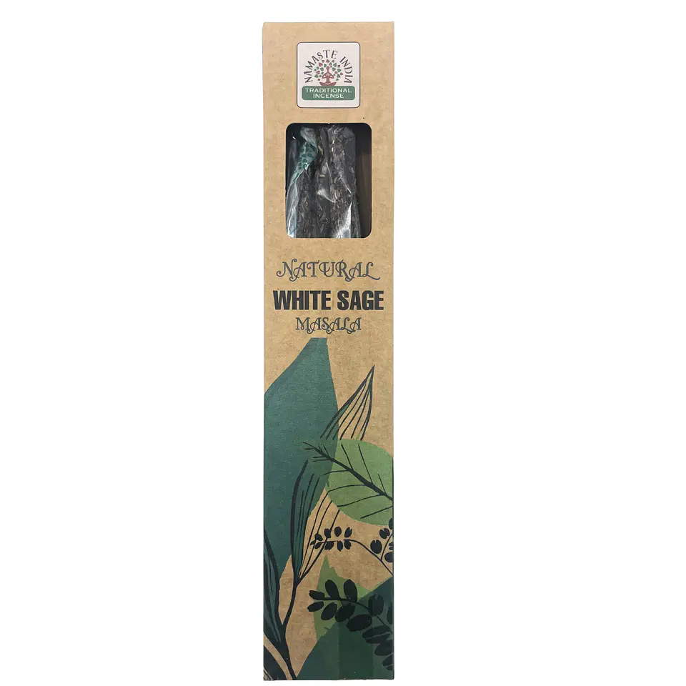 Incenso Masala Botânico Natural de Sálvia Branca em Vareta Tradicional Indiana 1