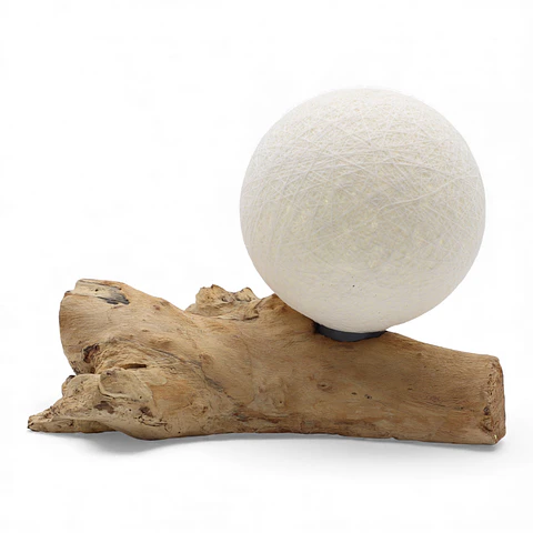 Candeeiro Orgânico em Madeira Natural com Esfera Têxtil Difusora – Marfim