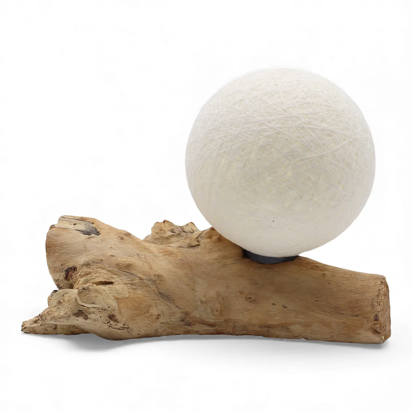 Candeeiro Orgânico em Madeira Natural com Esfera Têxtil Difusora – Marfim 1