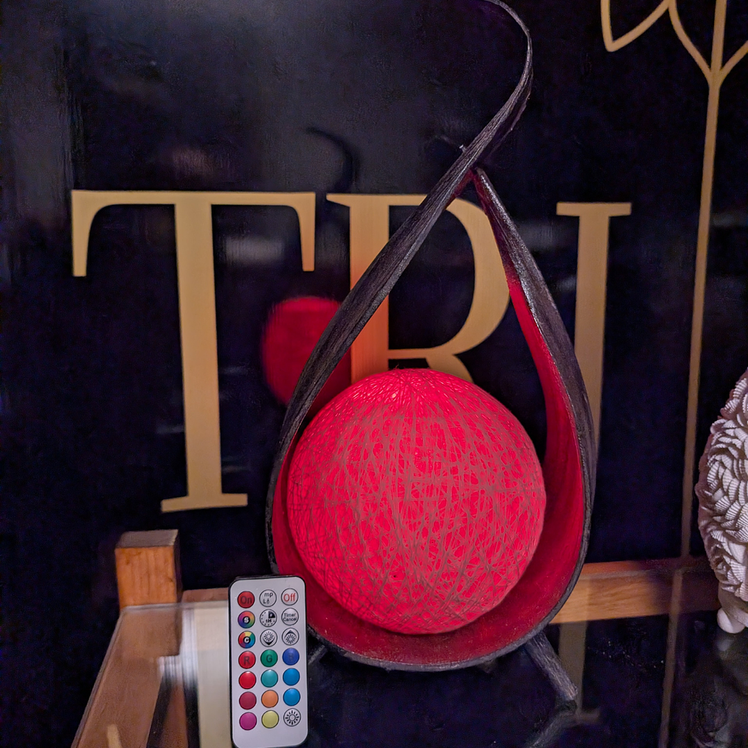 Candeeiro de Coco Natural Albesia (Lâmpada LED RGB com Comando) 1