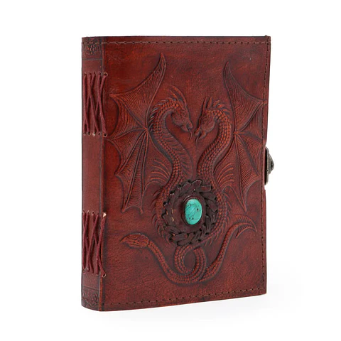 Caderno Esotérico Dois Dragões - Vintage com Borda Costurada