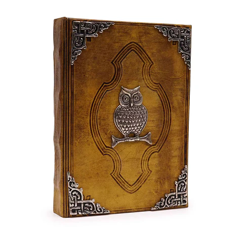 Livro de Café Bronzeado - Decoração Coruja em Zinco