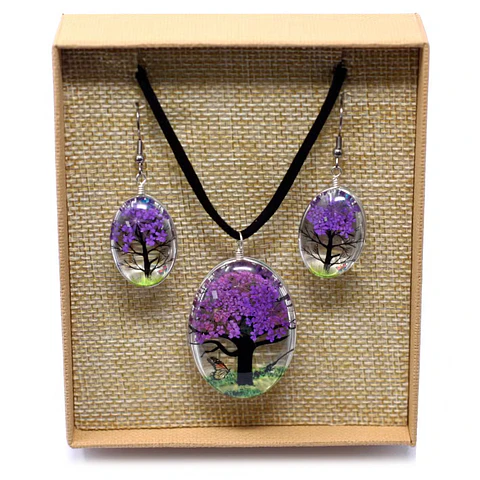 Conjunto Botânico em Vidro com Lavanda Prensada