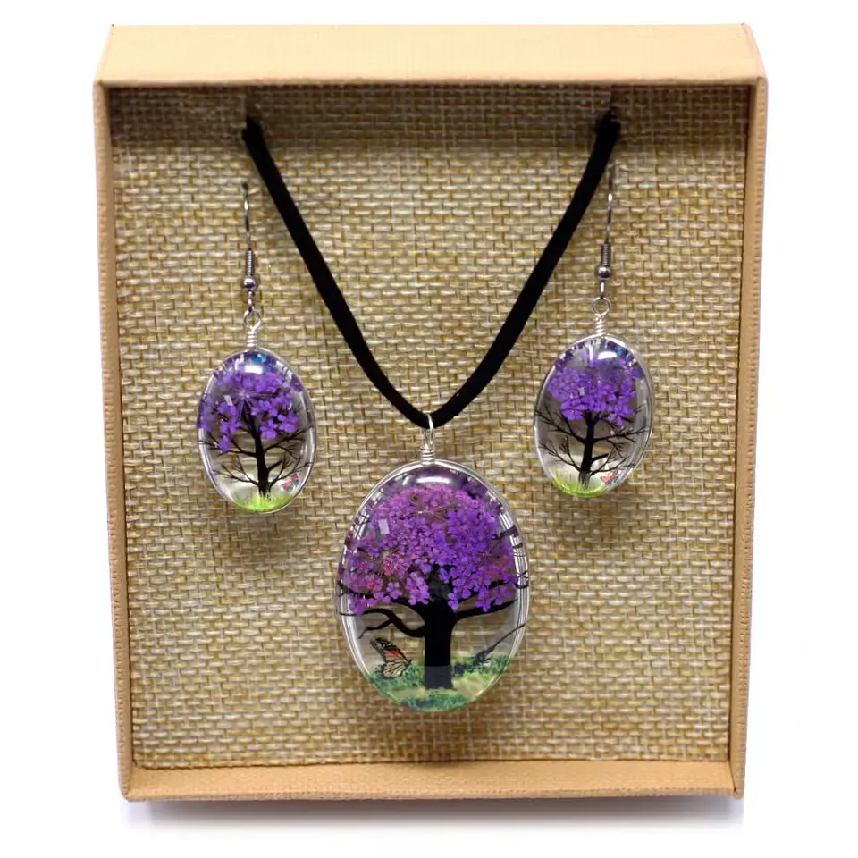 Conjunto Botânico em Vidro com Lavanda Prensada 1