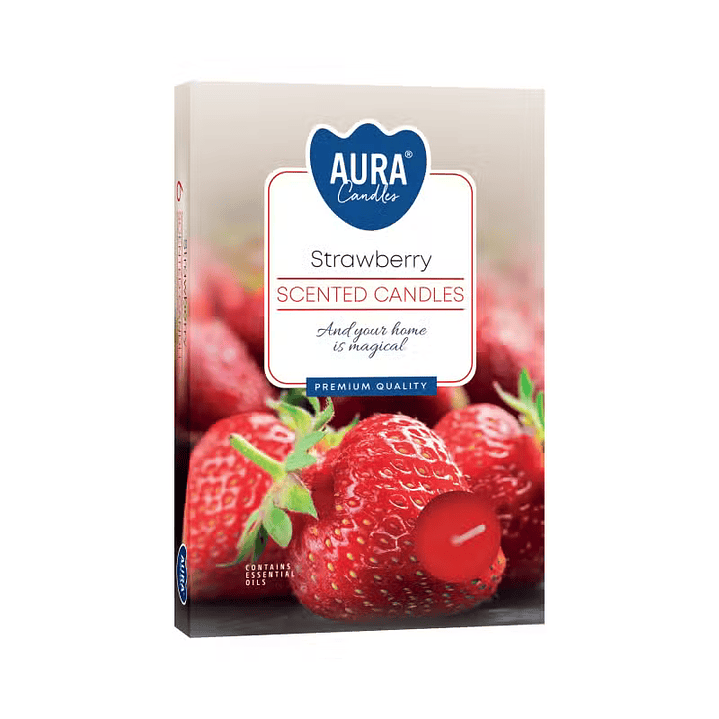 Conjunto de 6 Velas de Chá Aromatizadas – Essência de Morango 1