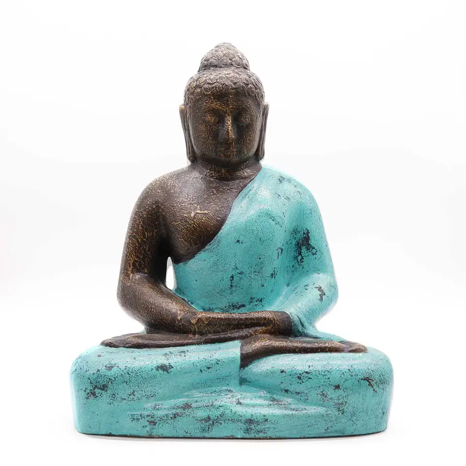 Estátua Buda﻿﻿ Artesanal  Médio Turquesa – 50 cm 2