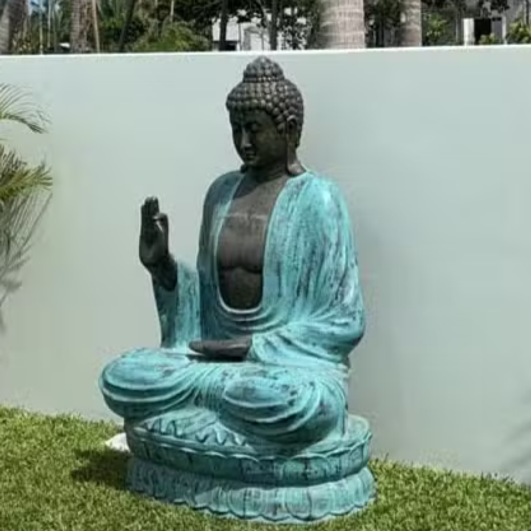 Estátua Buda Artesanal Monumental Turquesa – 2 Metros 2