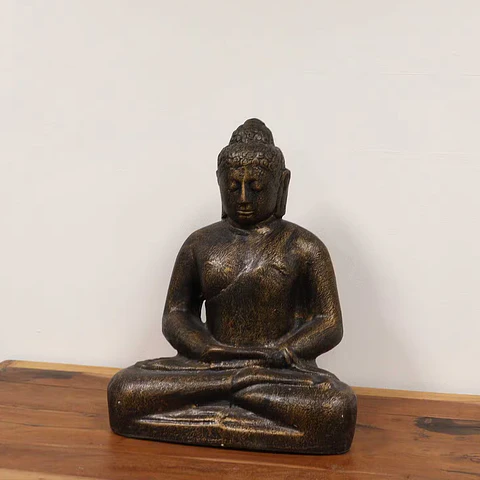 Estátua Buda Artesanal Médio Ouro Antigo – 50 cm
