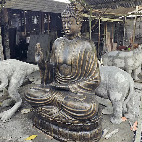 Estátua Buda Artesanal Antigo Dourado Lótus – 2 m