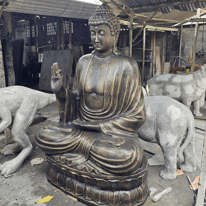 Estátua Buda Artesanal Antigo Dourado Lótus – 2 m 1