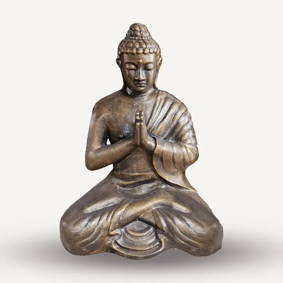 Estátua Buda Artesanal em Oração Ouro Antigo – 120 cm 1