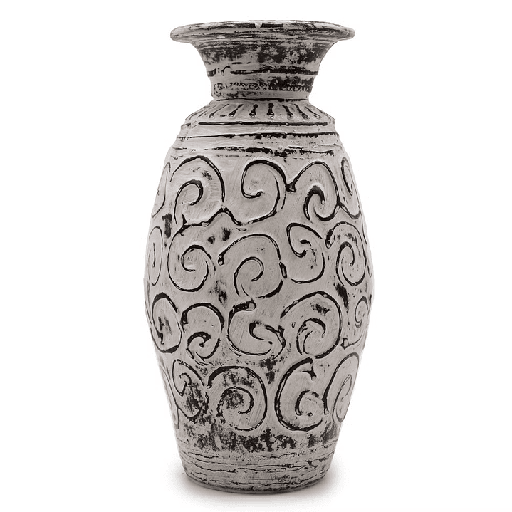Vaso em Terracota de Cerâmica com Motivo em Espiral – Creme 32cm 1