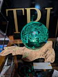 Candeeiro de Madeira Gamel com Abajur Verde Esmeralda Craquelê - Thumbnail 1