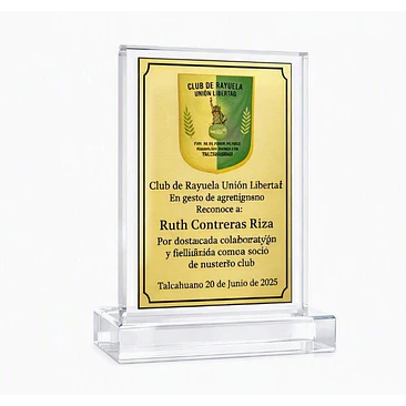 Galvano Cristal HDW-007 con placa sublimada