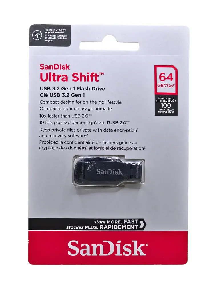 Pendrive 64GB USB 3.2 Ultra Shift Negro SanDisk 2