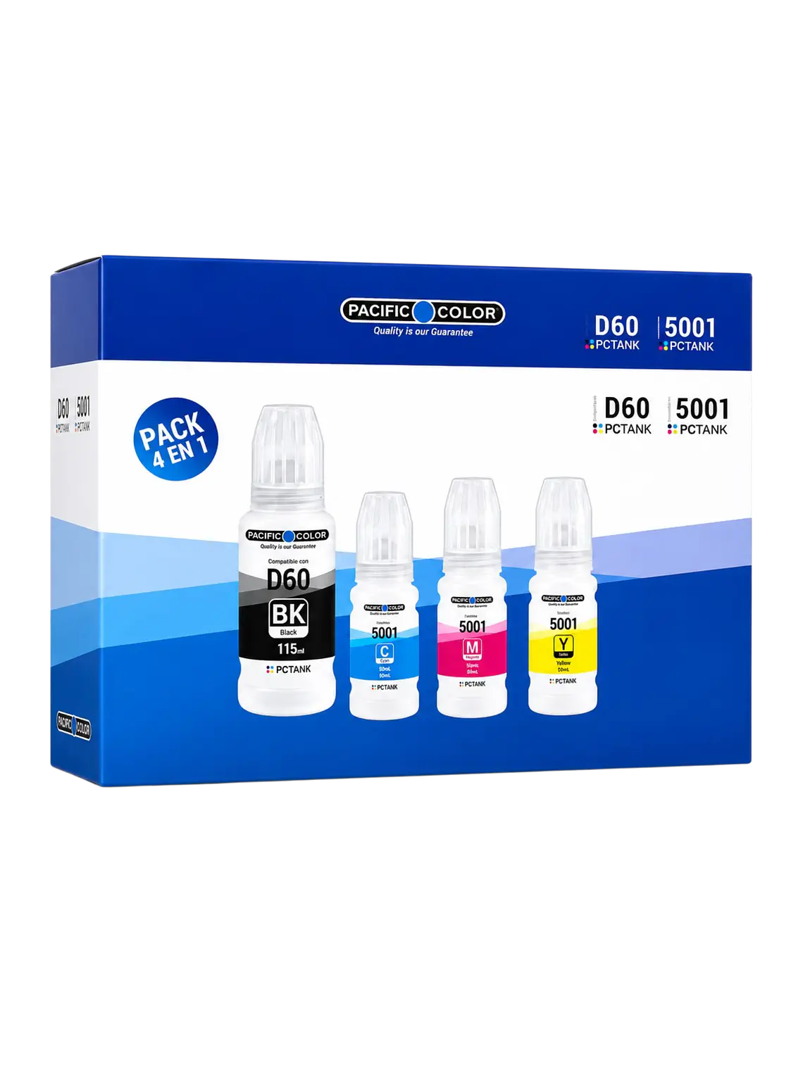 Pack 4 Tintas D60 5001 Pacific Color Compatible Brother 2