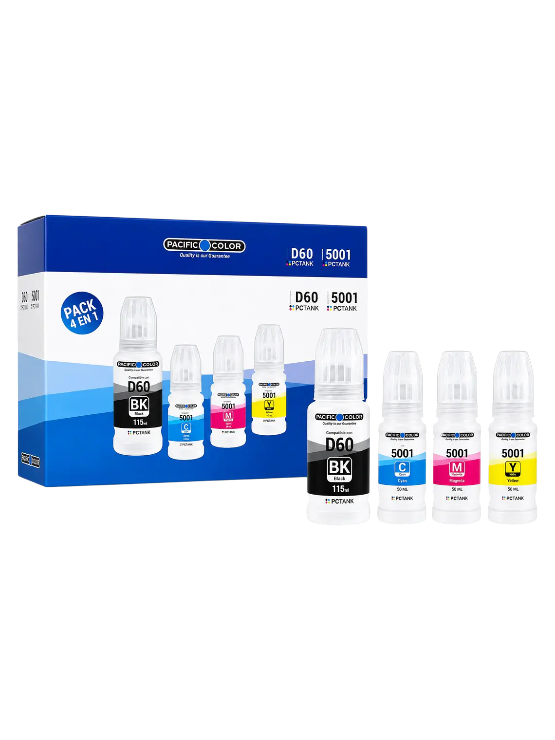 Pack 4 Tintas D60 5001 Pacific Color Compatible Brother 3