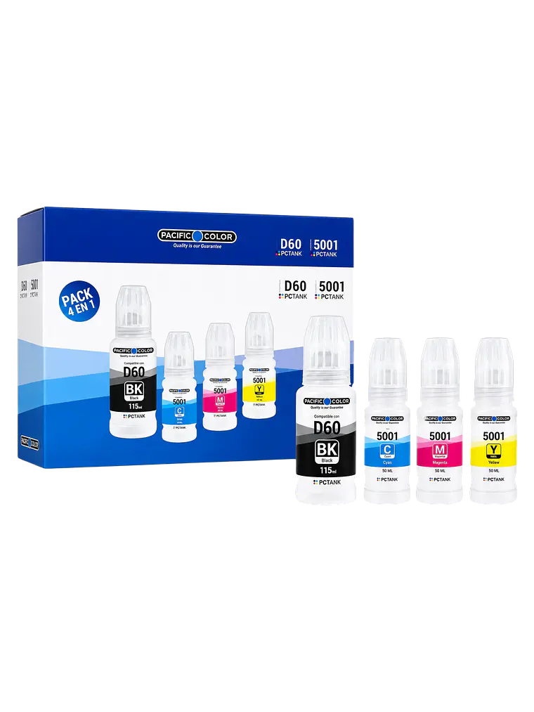 Pack 4 Tintas D60 5001 Pacific Color Compatible Brother 3