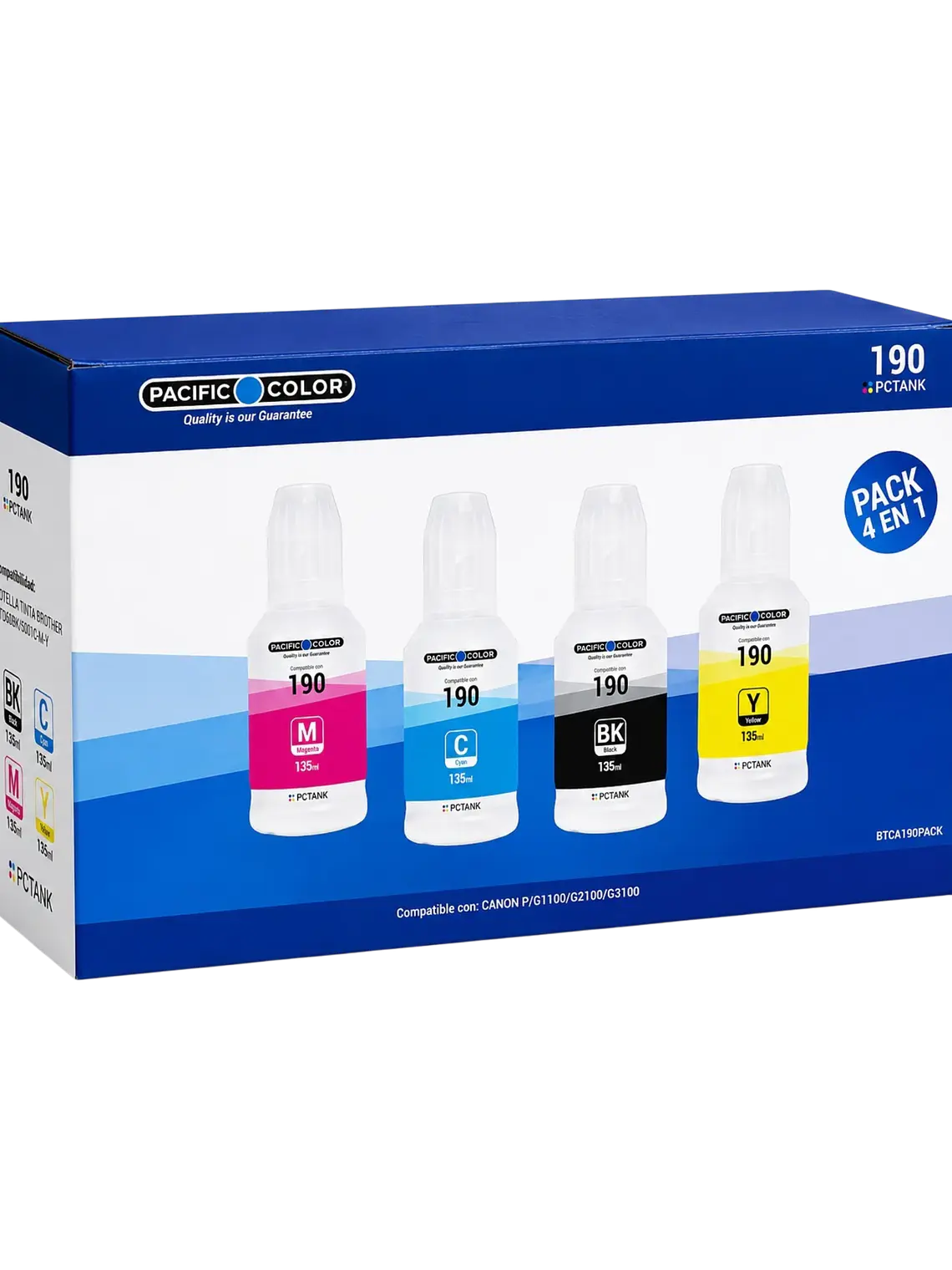 Pack 4 Tintas GI-190 Pacific Color Compatible Canon 2
