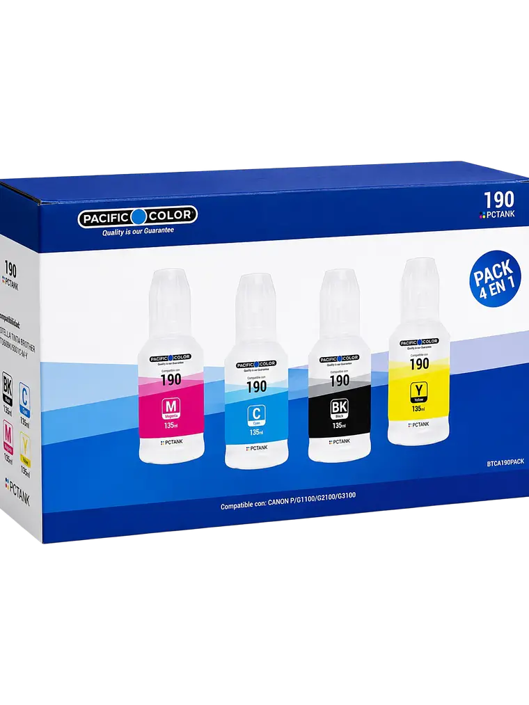 Pack 4 Tintas GI-190 Pacific Color Compatible Canon 2