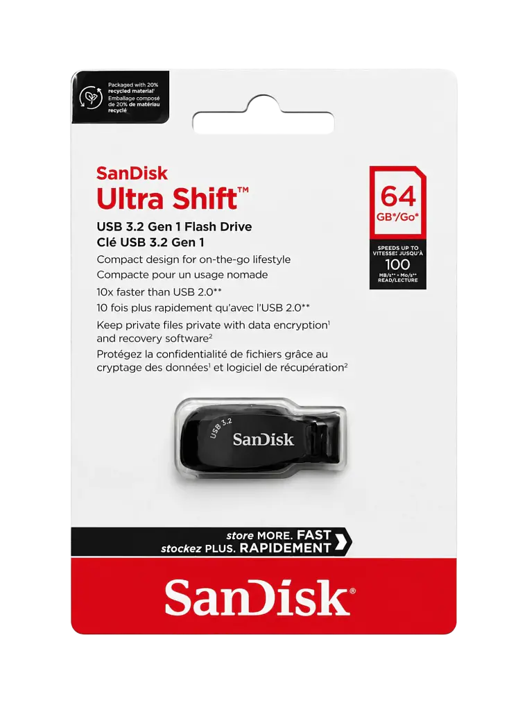 Pendrive 64GB USB 3.2 Ultra Shift Negro SanDisk 2