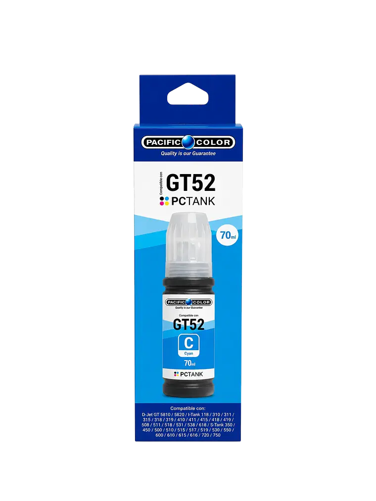 Tinta Alternativa Pacific Color 52 Cian Compatible con HP 2