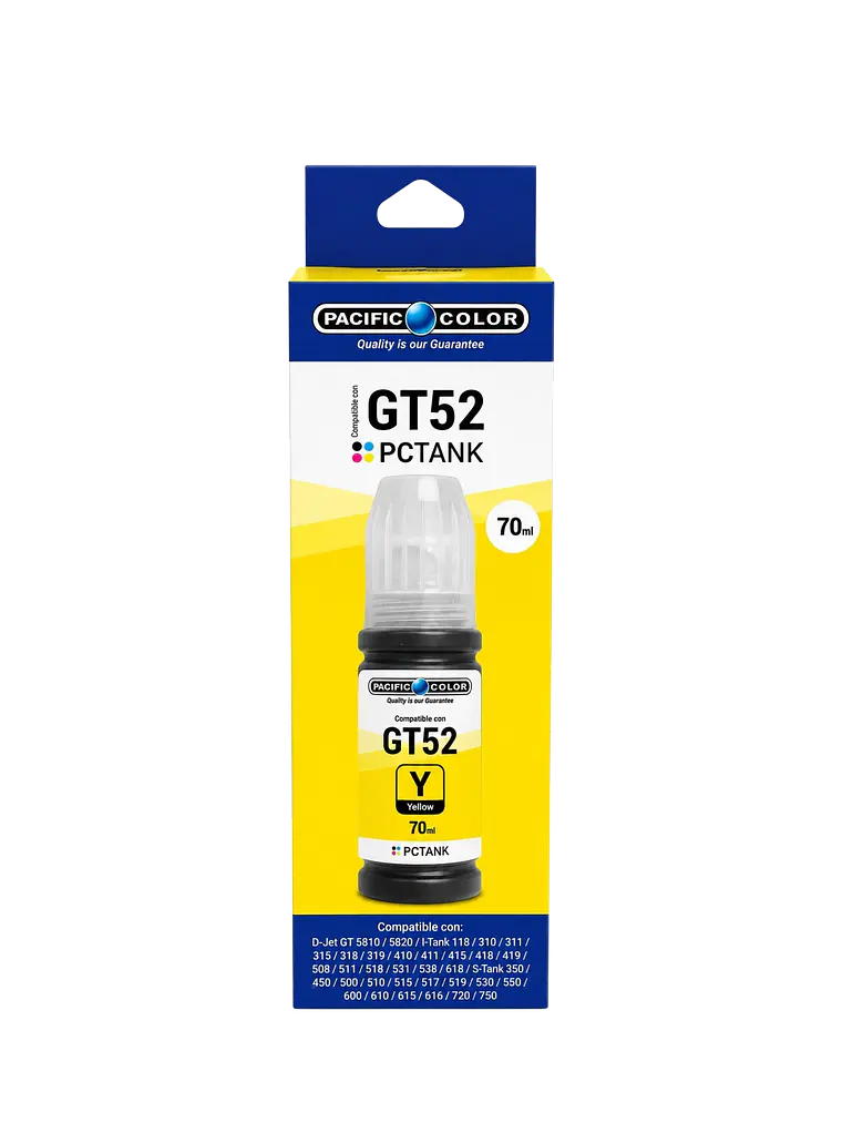 Tinta Alternativa Pacific Color 52 Amarillo Compatible con HP 2