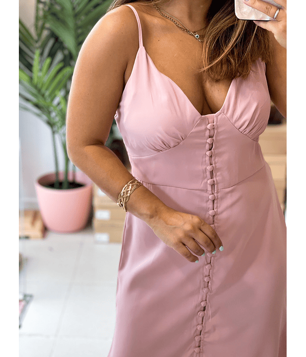 VESTIDO BOTÕES ROSA