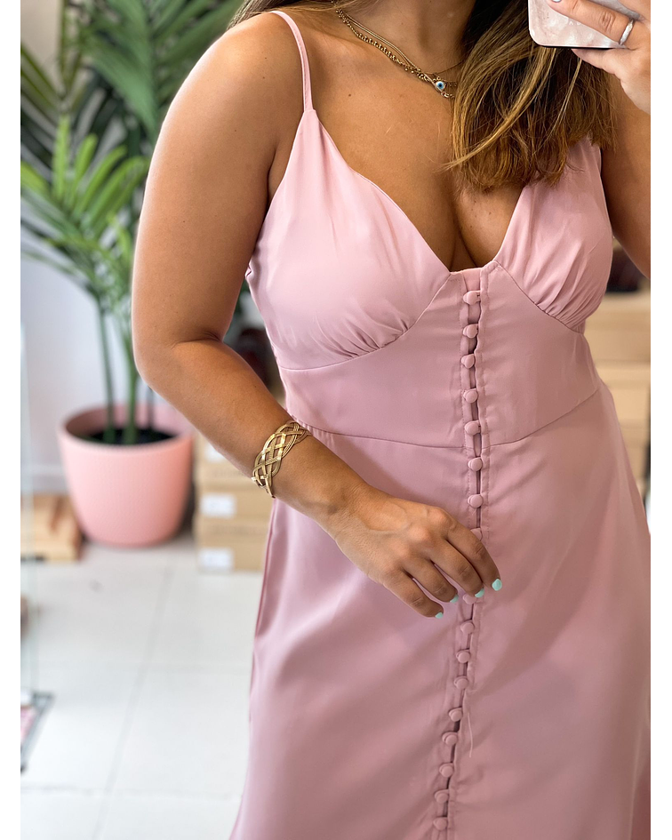 VESTIDO BOTÕES ROSA