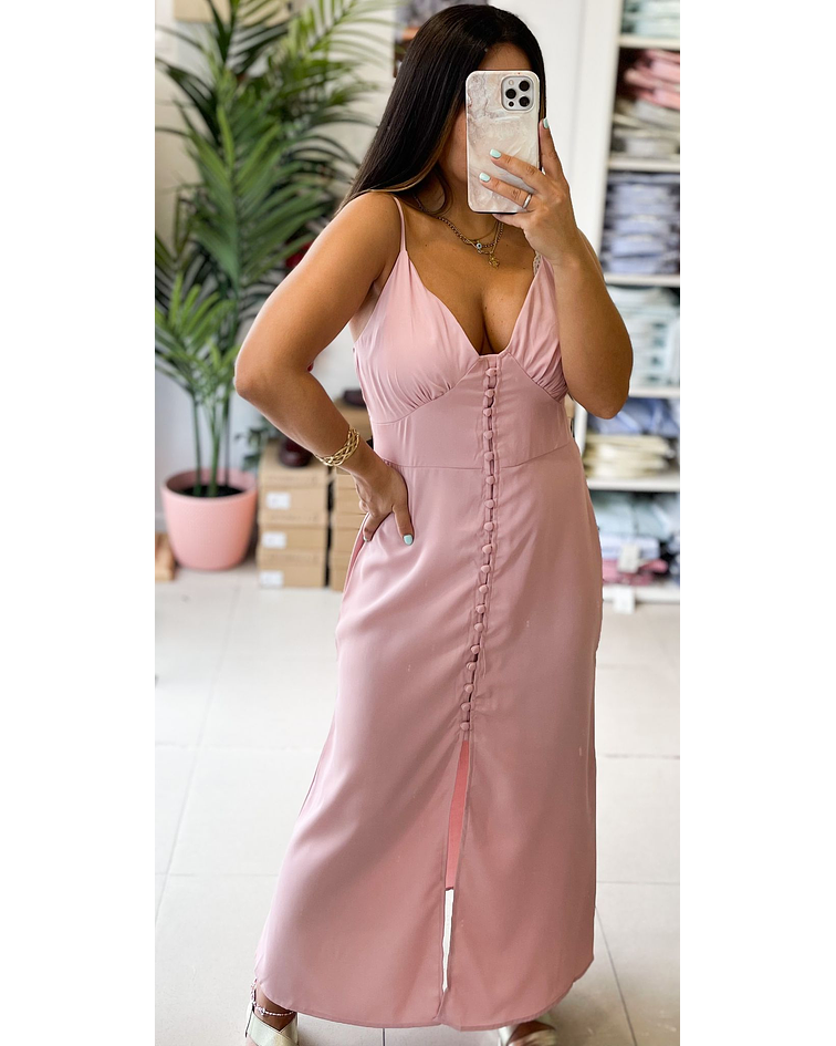 VESTIDO BOTÕES ROSA