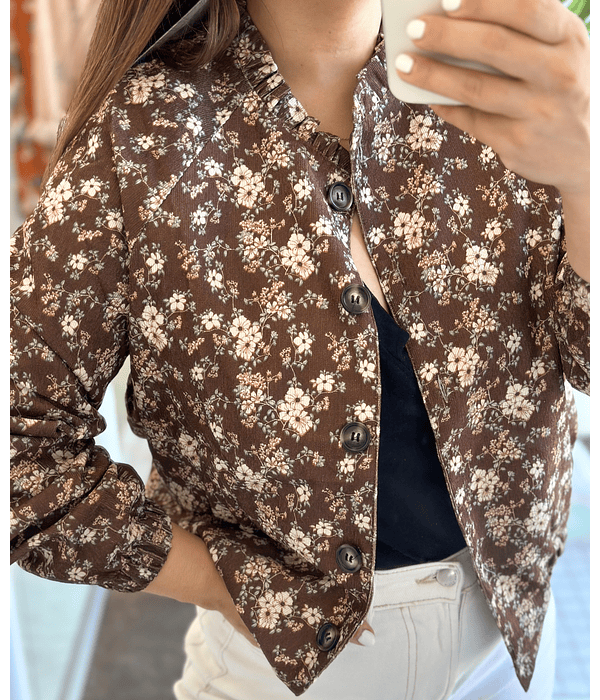 BOMBER CASTANHO  FLORAL