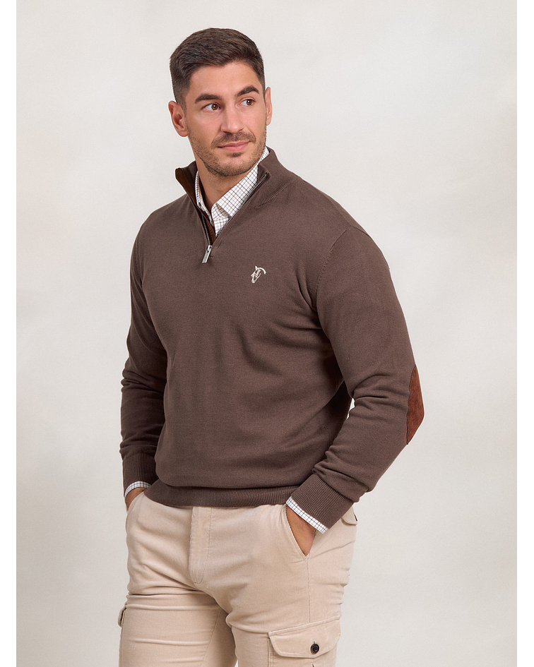 Suéter com Zíper Frontal Brand | Carbón