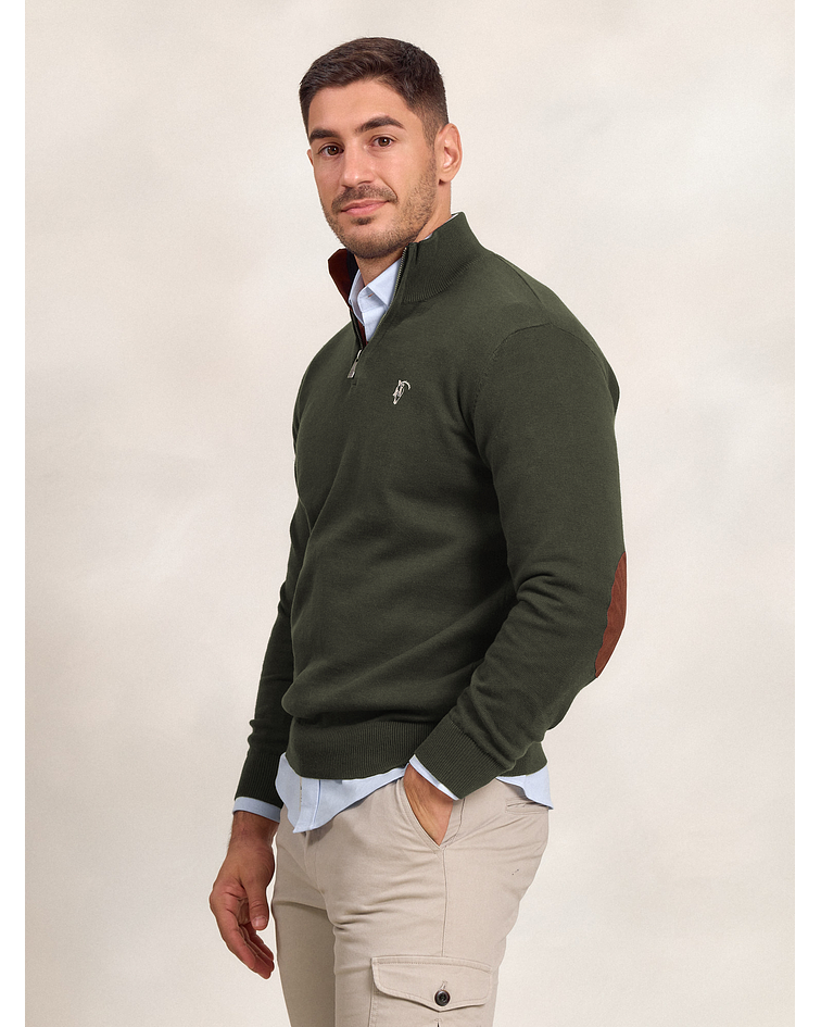 Suéter com Zíper Frontal Brand | Abeto