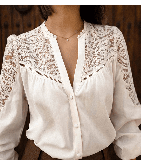 CAMISA BEGE RENDA
