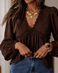 BLUSA CASTANHA RENDA 