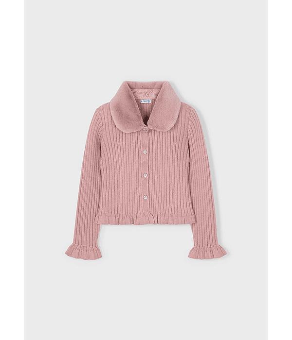 Casaco tricô gola pelo