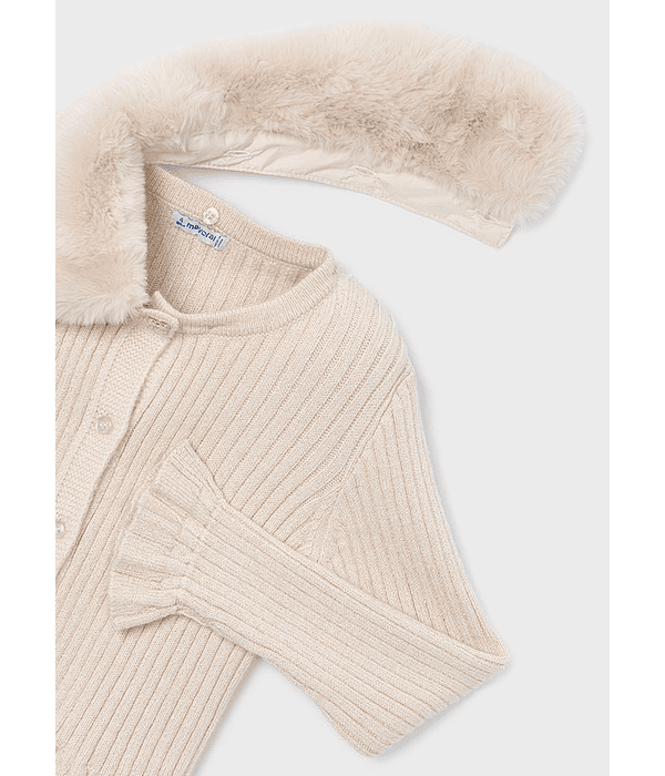 Casaco tricô gola pelo