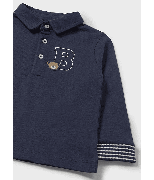 Polo m/comp. liso detalhes