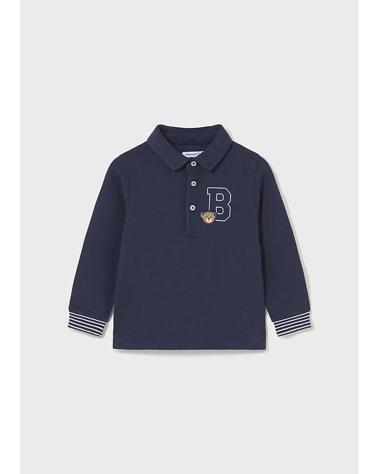 Polo m/comp. liso detalhes