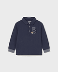 Polo m/comp. liso detalhes
