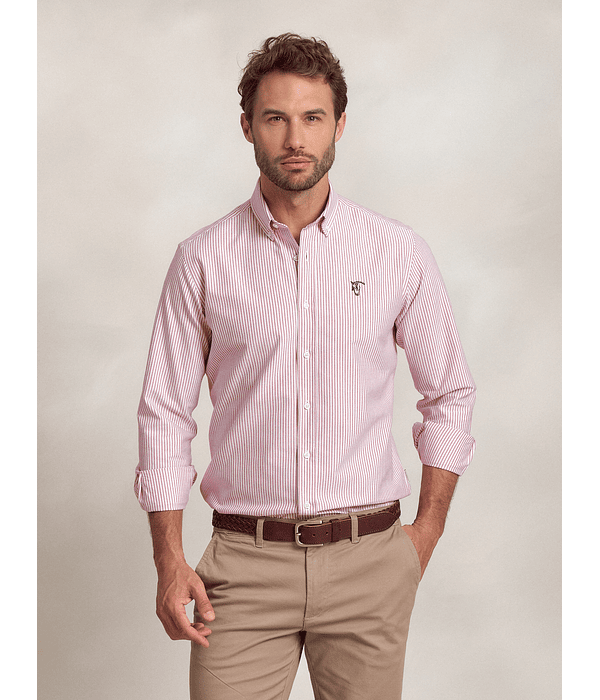 Camisa Oxford Listrada Tinto